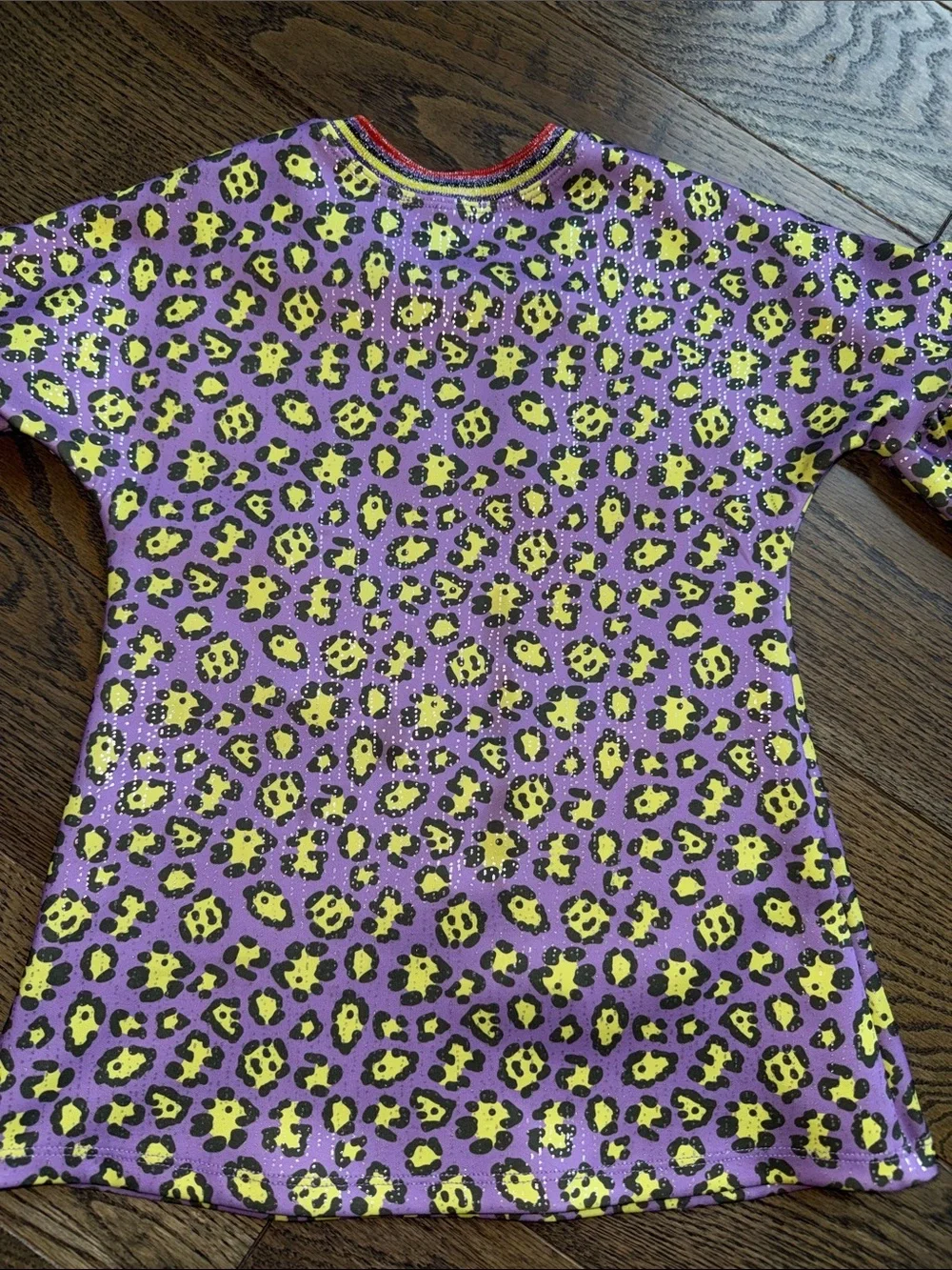 Sara Sara Purple & Yellow Leopard Smiley Patch Kids Dress